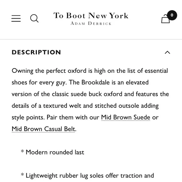 New: To Boot New York Brookdale Mid Brown Suede Lug Sole Derby. Size 8.5